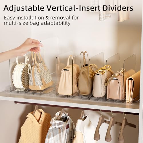 Bag & Purse Organizer for Closet Stackable Acrylic Shelf Dividers for Closet Organization, Clear Handbag Purse Storage Organizer Divider, Keep Clutch, Wallet, Pocketbook Upright, 2 Pack - size: 2 Set