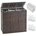 SETVSON Laundry Hamper with Lid Laundry Basket 132 L (35 Gal) Wicker Clothes Hamper, Handwoven Rattan Hamper with Handles and 4 Removable Liner Bags, 6 Mesh Bags for Laundry Bedroom Brown - color: Brown, size: 35.0 Gal