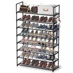 Hsscblet 8 Tiers Metal Shoe Rack,Adjustable Shoe Shelf Storage Organizer with Hooks,Stackable Boot & Shoe Storage,for Entryway,Hallway,Closet,Black - size: 8-Tier