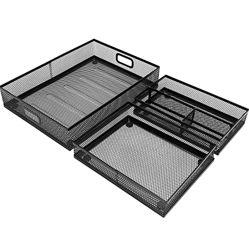 Office Drawer Organizer 3 Pack, Office Supplies Desk, Black Mesh Drawer Organizer Hold Pens & A4 Sized File, 12 x 9 Inches Visit the Store - style: 3 PACK