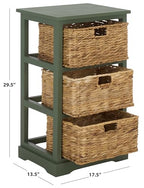 SAFAVIEH Home Collection – Halle Dusty Green 3-Drawer Basket Storage Side Table, Coastal Accent Design, Fully Assembled (AMH5738J) - color: Dusty Green