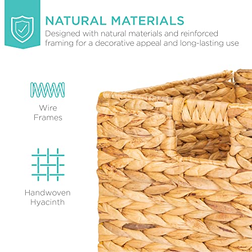 Best Choice Products 12x12in Hyacinth Baskets, Rustic Set Of 5 Multipurpose Collapsible Storage Organizer, Handwoven Laundry Totes for Bedroom, Living Room, Shelves w/Inserts - Natural - color: Natural, size: 12x12in