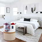 COMSE Extra Large Blanket Basket, Tall Woven Storage Basket, Nursery Hamper, 15.7”x 21.7”, Cotton Rope Laundry Hamper for Toys Clothes Towels, Blend White/Camel - color: Blend White & Camel