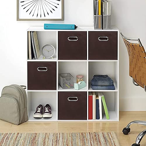 Fabric storage bins Cubes, Fabric Cube Organizer with Handle, Foldable Cube Bins for Cloth or Accessary Storage, 11x11x11, Set of 3, (Coffee) - color: Coffee, size: 3 Pack
