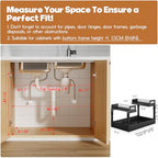 1 Pack Expandable Under Sink Organizers And Storage With Upgrade Ball-Bearing Slide Tracks,2-Tier Pull Out Under Cabinet Organizer Height Adjustable,Slide Out Under Sink Drawers-Black(Patent Pending)