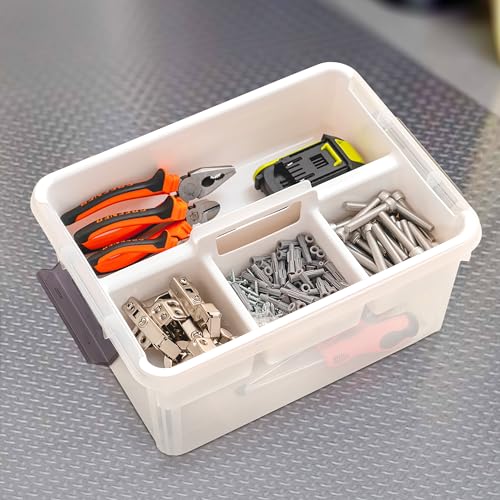 Citylife 17 QT Plastic Storage Bins Clear Storage Box with Removable Tray Stackable Latching Box with Handle for Oraganizing Tool, Craft, Office, Orange - size: 17 Qt- 1 Pack-H