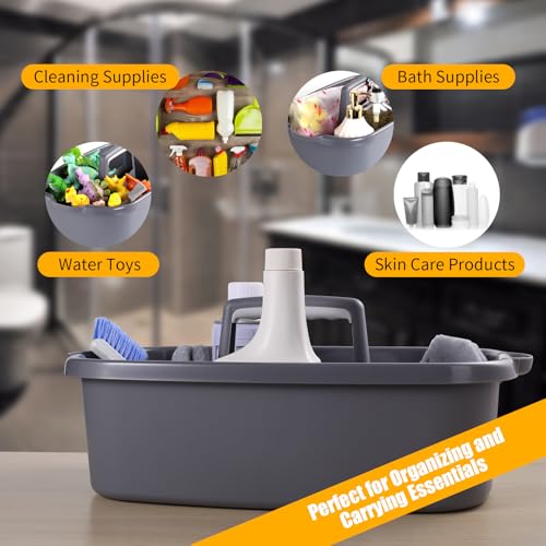 2-Pack Large Gray Cleaning Caddy for Cleaning Supplies with Handle - Portable Plastic Tote Organizer for Shower, Bathroom, Kitchen, Under Sink Storage - color: Gray
