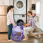 Collapsible Pop Up Laundry Hamper, Extra Large Mesh Foldable Laundry Basket, 28" x 16" x 16"(Purple) - color: 1P Purple