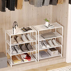 4-Tier Small Shoe Rack .Stackable Shoe Shelf Storage Organizer for Entryway Hallway Closet Bathroom Living Room (1-White) - color: White-1
