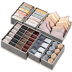 6 Pack Drawer Underwear Organizer, 59-Compartment Foldable Sock Bra Drawer Organizer Divider Fabric Dresser Closet Organizers and Storage Box for Storing Bra, Socks, Baby Clothes, Panty, Scarf, Ties