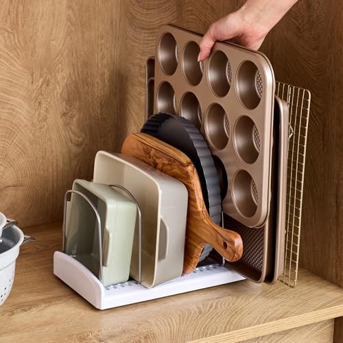 YouCopia StoreMore Adjustable Bakeware Rack with Steel Wires, Cookie Sheet Baking Pan and Tray Organizer for Kitchen Cabinet and Pantry Storage, Premium Edition - size: Premium