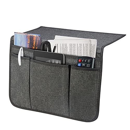 Bedside Caddy Bedside Storage Organizer Magazine Phone Tablet iPad Remote Holder, Organizer Caddy for Home College Dorm Bed, Sofa, Bunk Bed (Dark Grey) - color: Dark Grey