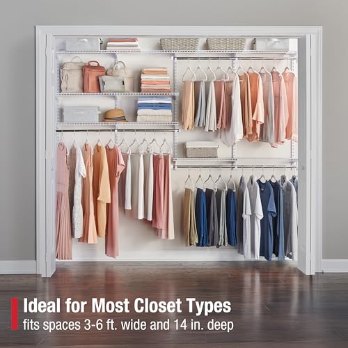 Rubbermaid Configurations Custom Closet Kit, 3-6 Ft. Adjustable Metal Wire Shelving, Titanium Finish, Expandable Organization System, Hardware Included, for Home Closet/Pantry/Laundry/Mudroom - color: Titanium, size: 3-6 Feet