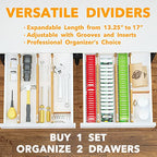 SpaceAid Bamboo Drawer Dividers with Inserts and Labels, Kitchen Adjustable Drawer Organizers, Expandable Organization for Home, Office, Dressers and Bathroom, 6 Dividers with 12 Inserts (13.25-17 in) - size: 13.25-17 inch