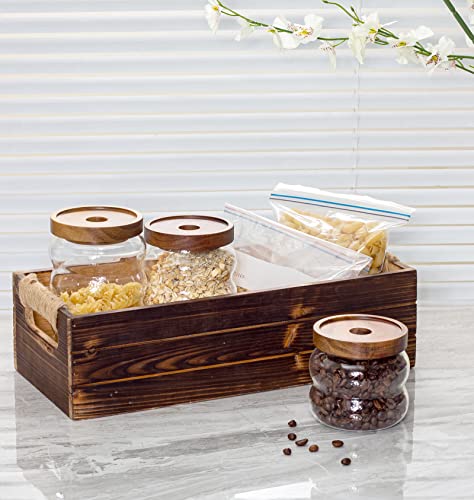 TIMRIS Rustic Wooden Box, Toilet Paper Holder, Farmhouse Bathroom Decor, Toilet Tank Basket, Decorative Storage Container (Rustic Brown) - color: Rustic Brown