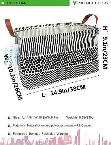 LANGYASHAN Rectangular Storage Bin Collapse Canvas Fabric Cartoon Storage Basket with Handles for Organizing Home Kitchen Boys and Girls Toys Office Closet Shelf Baskets (Rec Black line) - color: REC Black line