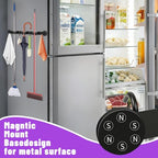 Magnetic Broom Holder Wall Mount - Heavy Duty Non-Slip Mop Hanger with 4 Hooks And 3 Rack, No Drill Tool Organizer for Refrigerator,Garage,Laundry Room (Black, 3Racks 4Hooks)