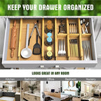 ANTOWIN Bamboo Drawer Dividers Organizers, Drawer Separators Splitter,13-17 inches Long Adjustable Spring-loaded Organizer for Large Utensil, Clothes, Tools Drawers (4+3)