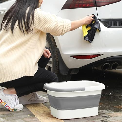 Collapsible Foot Bath Basin for Soaking Feet,Foot Soak Tub,Plastic Foot Bucket with Handles and Massage Acupoint,Foldable Laundry Basket-Gery (2 Pack) - color: Gray, size: 2 Pack