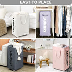 Goodpick Laundry Basket with Wheels 2-Pack, 75L Collapsible Laundry Baskets with Removable Wash Bag, Clothes Laundry Hamper on Wheels, Light Purple - color: Light Purple 2-Pack