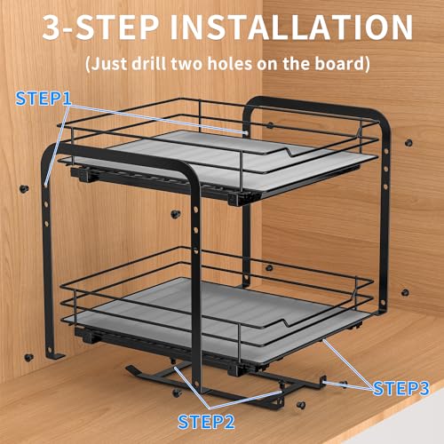 RCHYFEED Spice Rack, 2 Tier Pull out Cabinet Spice Organizer, Height Adjustable Slides out Ultra-smooth Racks for Spice Organization, Seasoning Organizer for Inside Cabinets(7.5" Wx10.5 Dx9.5 H) - size: 2 Tier-7.5''Wx10.5''Dx9.5''H
