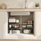 NETEL Under Sink Organizers and Storage, 2 Tier Expandable Under Cabinet Organizer Shelf with 2 Baskets and 6 Panels, Expandable Shelf for Cupboard, Kitchen, Bathroom, Shoe Storage Rack - size: 6 Panels and 2 Baskets