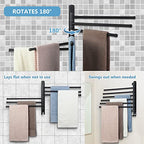 Space Saving Towel Rack JSVER Black Space Saving Towel Holder, Towel Rack Wall Mounted, Swivel Hand Towel Holder, 6-Arms Towel Bar, Towel Racks for Bathroom - color: Black 6 Arms