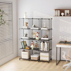 12-Cube Storage Organizer, Metal Wire Cube Shelving Unit, 11.8" L x 11.8" W x 11.8" H, Modular Grid Bookshelf for Closet, Bedroom, Office, Black ATTJL12B - color: Black