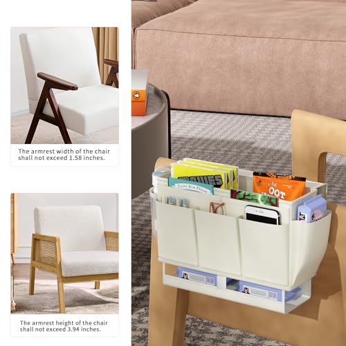 Bedside Caddy Bedside Organizer,Bed Caddy with 11 Pockets and Power Strip Holder,Versatile Bedside Storage Caddy for Home,Dorm,Bunk,Hospital,Crib Bed (White) - color: White