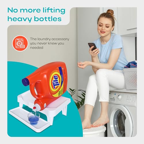 Skywin TidyFriend Detergent Holder Shelf for Laundry Room - Holds 2 Liquid Soap Dispenser, Laundry Soap Station Organizer, Detergent Stand with Drip Catcher Drip Tray Storage Organization (White) - color: White Shelf
