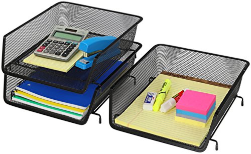 Simple Houseware Stackable Desk File Document Letter Tray Organizer, 3 Packs, Black - color: Black, size: Standard Entry