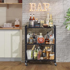 DEANIC 3 Tier Foldable Storage Shelves with Wheels, Kitchen Appliance Stand, Freestanding Metal Wire Shelf Rack, No Assembly Organizer Rolling Cart for Garage, Basement, Pantry (Black) - color: Black