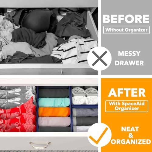 SpaceAid Drawer Organizer for Clothes, 12 Pack Dresser Drawer Organizer Bins, Closet Organizers and Storage Dividers for Clothing, Underwears, Socks (Blue) - color: Blue, size: 12 Pack