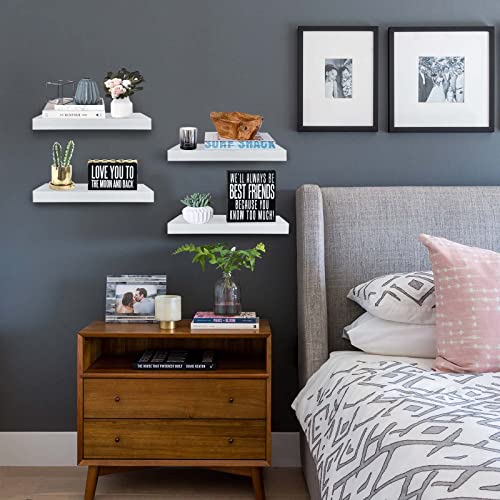 QEEIG Floating Shelves for Wall Bathroom Shelf Bedroom Kitchen Living Room Farmhouse Small Book Shelf 16 inch Set of 4, White (015-W4) - color: B. White, size: 4pcs