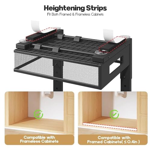 Under Sink Organizer, 2-Tier Dual Pull Out Cabinet Organizer Drawers With Smooth Circular Rail, Large Capacity Metal Mesh Sliding Shelves For Bathroom& Kitchen Storage,Height Adjustable–Black,1 Pack - color: Black, size: 1 Pack-15.9"Dx11.6"-16.7" H