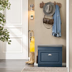 Haotian Small Shoe Storage Bench, Narrow Shoe Cabinet Entryway with 1 Flip-Drawer and Seat Cushion, Mini Shoe Rack Hallway Entrance Mudroom, Navy Blue FSR82-K-B - color: Navy, size: 1 Drawer:24x9.4x20"