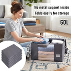 YGEOMER 6 Pack Heavy Duty Blanket Storage Bags Clothes Storage Foldable Closet Organizers Containers with Reinforced Handle for Clothing, Blanket, Comforters, Bed Sheets, Pillows and Toys, Grey 60L - size: 60L