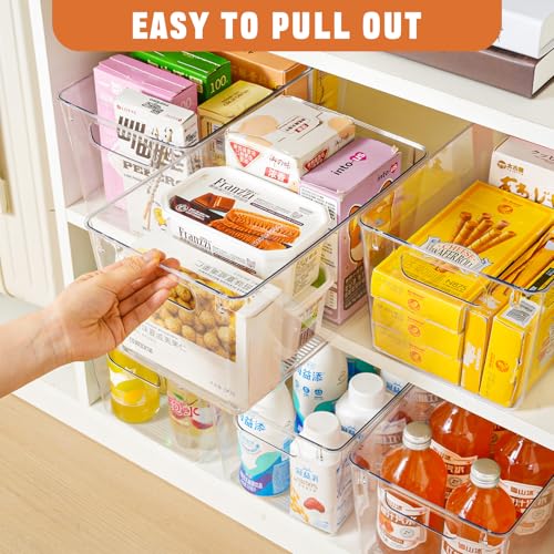 Freebat 6 Pack Large Clear Plastic Storage Bins,Plastic Containers with Handle for Pantry Organizer and Storage,Perfect for Kitchen,Fridge,Cabinet, Closet,Bathroom Under Sink Storage - color: Large 6Pack