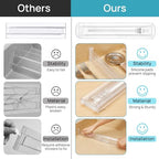 Vtopmart 8 Pack Shallow Drawer Dividers, 2.36" High 12.5"-20.8" Adjustable Expandable Kitchen Drawer Organizer, Clear Plastic Organizer Separators for Flatware, Utensil, Cutlery, Underwear, Clothes - size: 2.36" H, 12.5"-20.8" L