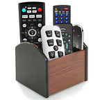 Coideal Remote Control Holder Caddy Wood, Rotating Wooden Pen Pencil Holder Organizer Medium Revolving Desktop Office Supplies Storage for Table (4 Compartments) - size: 4 compartments