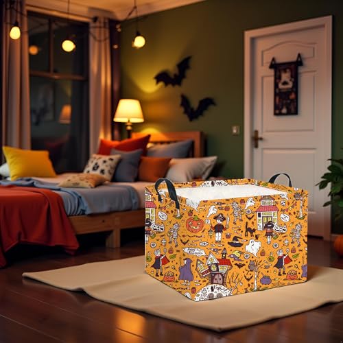 HIYAGON Rectangular Halloween Basket for Boys and Girls Kids Trick or Treat Pumpkin Basket for Halloween Parties Cute Storage Bin Organizer Box Room Decor(Pirate Halloween) - color: Pirate Halloween