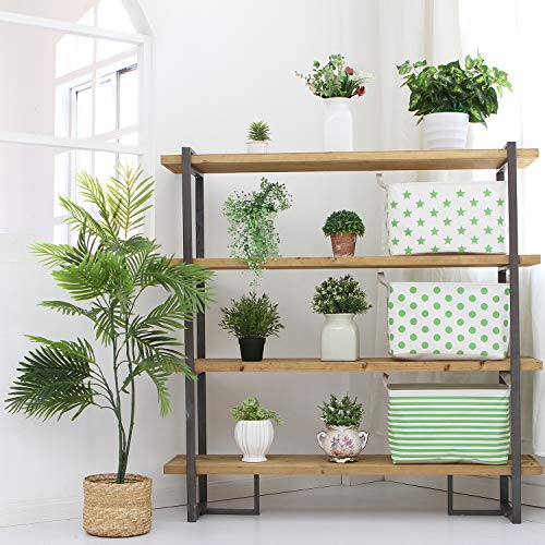 Sea Team Collapsible Canvas Fabric Storage Basket with Handles, Rectangle Waterproof Storage Bin, Box, Cube, Foldable Shelf Basket, Closet Organizer, 16.5 x 11.8 x 9.8 Inches, Green Dot - color: Dot/Green, size: 16.5 Inch (Pack of 1)