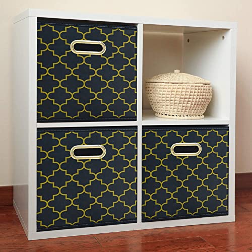 Fabric Cloth Storage Bins,Fabric Cube Organizer with Dual Handles Foldable Cube Storage Baskets for Home Bedroom Storage,Set of 3,(Grey Gold) - color: Grey Gold, size: 3 Pack
