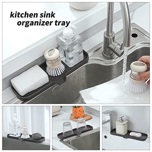 MicoYang Silicone Bathroom Soap Dishes with Drain Spout-Bathroom and Kitchen Sink Organizer,Sponge Holder,Dish Soap Tray,Perfect for Dispenser,Scrubber,Bottle,Cup on Sink or Counter-Coffee 12"×4" - color: Coffee, size: L(12"×4")