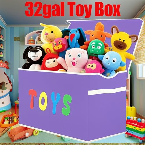 YOLOXO Toy Box Chest, Collapsible Sturdy Storage Bins with Lids, Extra Large Kids Toy Storage Organizer Boxes Bins Baskets for Kids, Boys, Girls, Nursery Room, Playroom, Closet (Classical Purple) - color: Classical Purple