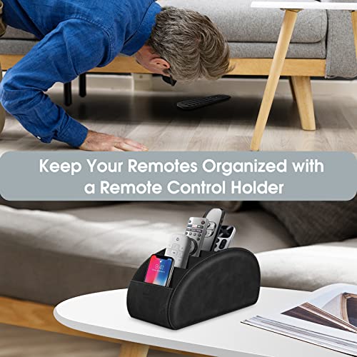 Large Remote Control Holder with 5 Compartments, KENOBEE Anti-slip Desktop Caddy Storage Organizer for Phone, Remote Controllers, Office Supplies, Makeup Brush, Media Accessories, Black - color: Black, size: Large