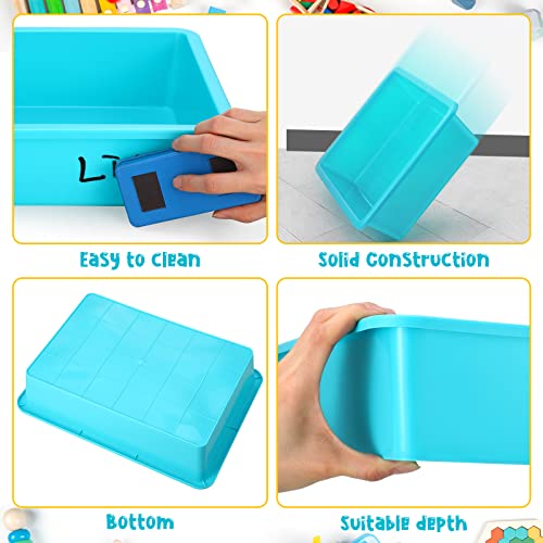 Kigley 6 Pcs Flat Storage Organizer Tray Bin Letter Size Paper Tray for Classroom Art Activity Plastic Stackable File Paper Organizer for Teacher Students School Office Book Organization