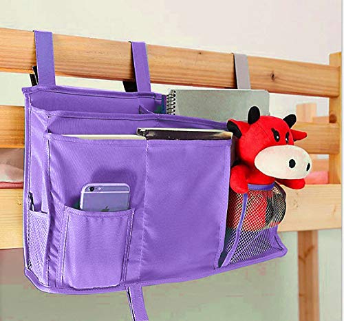 Bunk Bed Organizer - Bedside Storage Caddy with Pocket, Hanging Organizer for Camp, Dorm, Room, Hospital Bed Rail and More (Purple) - color: Purple