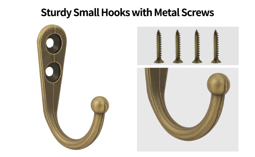 20 Pcs Small Key Hooks for Hanging, Key Holder, Wall Mount Hook with Stainless Steel Metal Screws, Command Hooks Utility Hangers for Key, Hat, Cup, Coat, Picture (Bronze) - color: Bronze