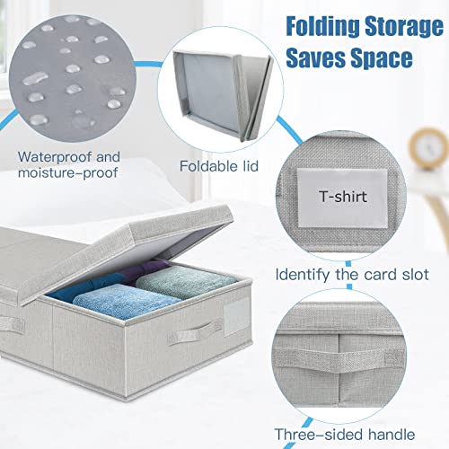 Supowin Underbed Storage Containers Bin with Lids, Large Under Bed Storage Organizer Box with Handle, Foldable Under the Storage Bags for Organizing Clothes, Shoes, Blankets, Pillows - color: E-Light Grey